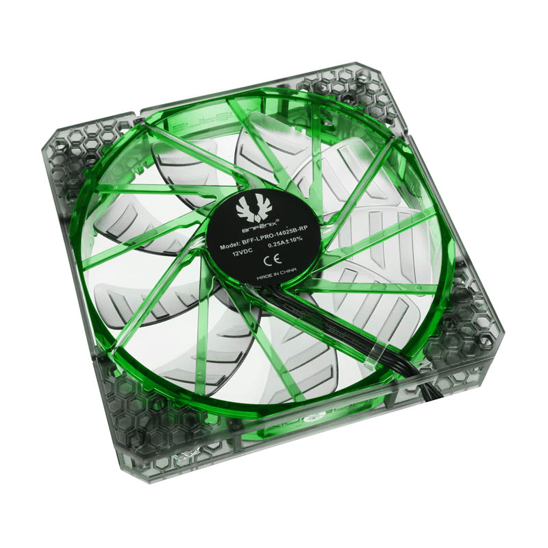 BitFenix Spectre PRO Fan - 140mm - Green LED - Black (1200rpm)