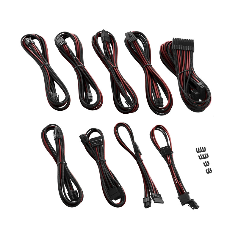 CableMod C-Series PRO ModMesh Cable Kit for RMi/RMx/RM (Black Label) - black/blood red