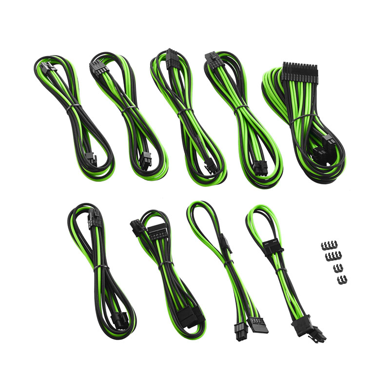 CableMod C-Series PRO ModMesh Cable Kit for RMi/RMx/RM (Black Label) - black/light green