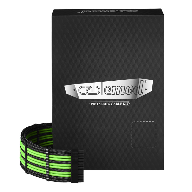 CableMod C-Series PRO ModMesh Cable Kit for RMi/RMx/RM (Black Label) - black/light green