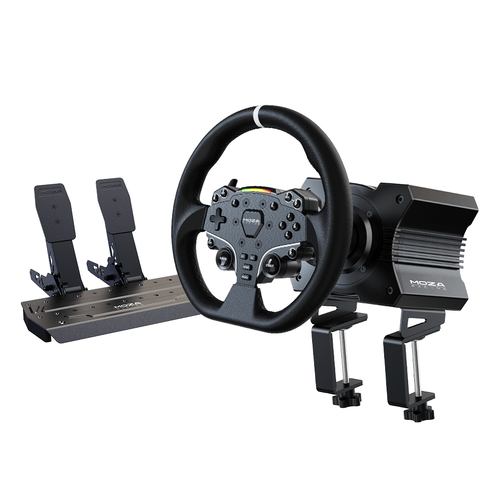 MOZA R5 Racing Simulator (R5 direct-drive wheelbase, ES Steering Wheel, SR-P Lite Pedal)