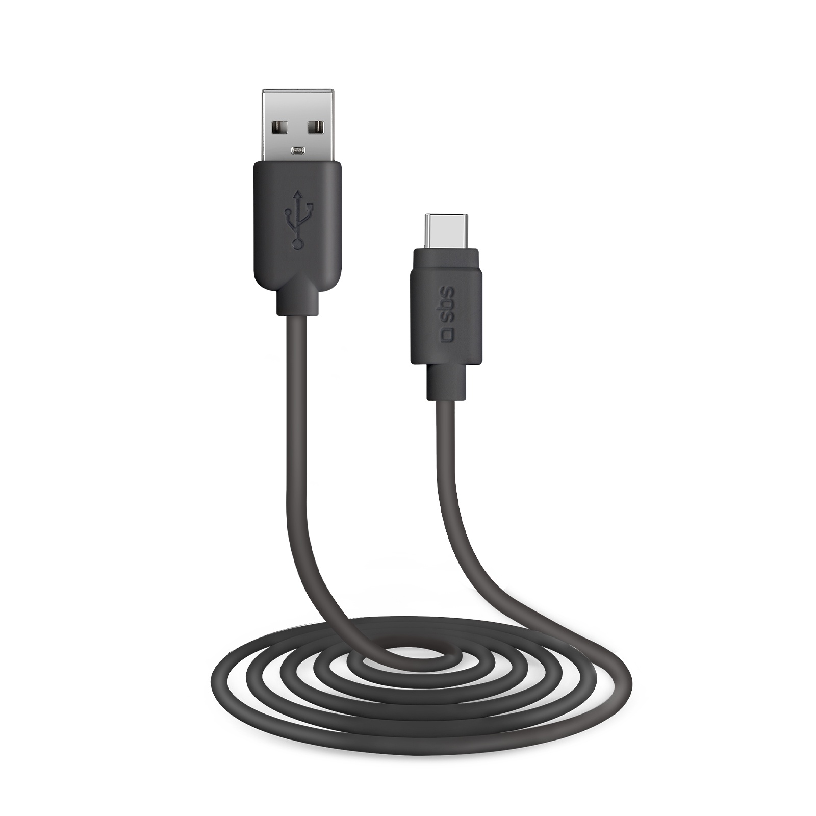 SBS USB-Type-C v 2.0 cable, metal connectors and braided cable, 1,5 m lenght, silver color