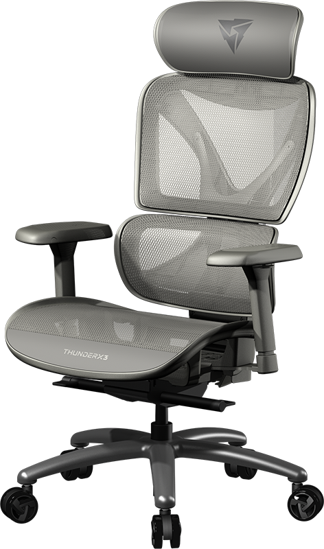 ThunderX3 XTC Mesh Grey - mesh chair, 125 kg max, 3d armest, class 4 gaslift